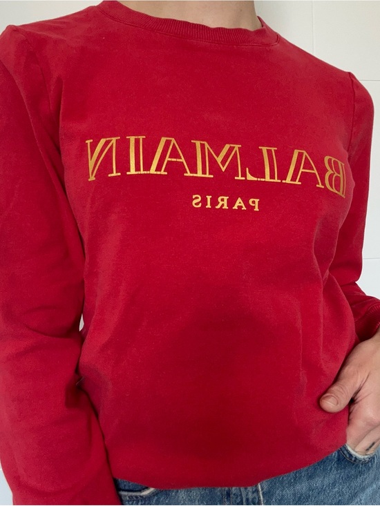 Balmain Tops - Balmain Paris Red Logo Sweatshirt